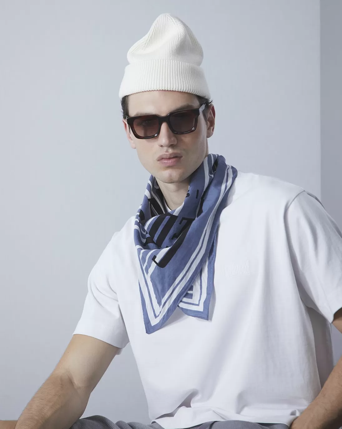 Chevignon Bandana City Bleu Foulard En Coton Biologique