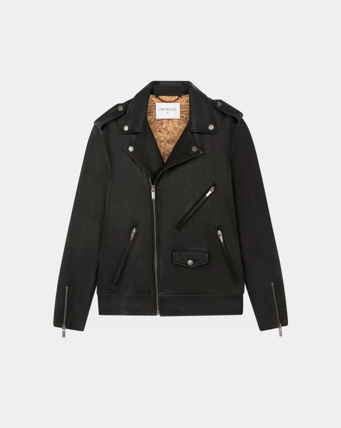 Chevignon Blouson En Cuir Biker Noir Blouson Biker En Cuir De Vachette