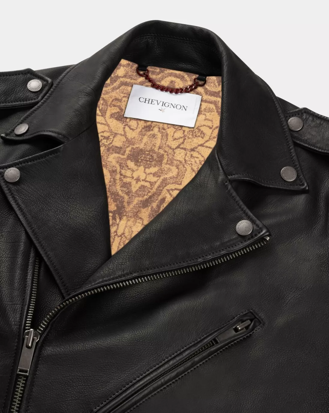 Chevignon Blouson En Cuir Biker Noir Blouson Biker En Cuir De Vachette