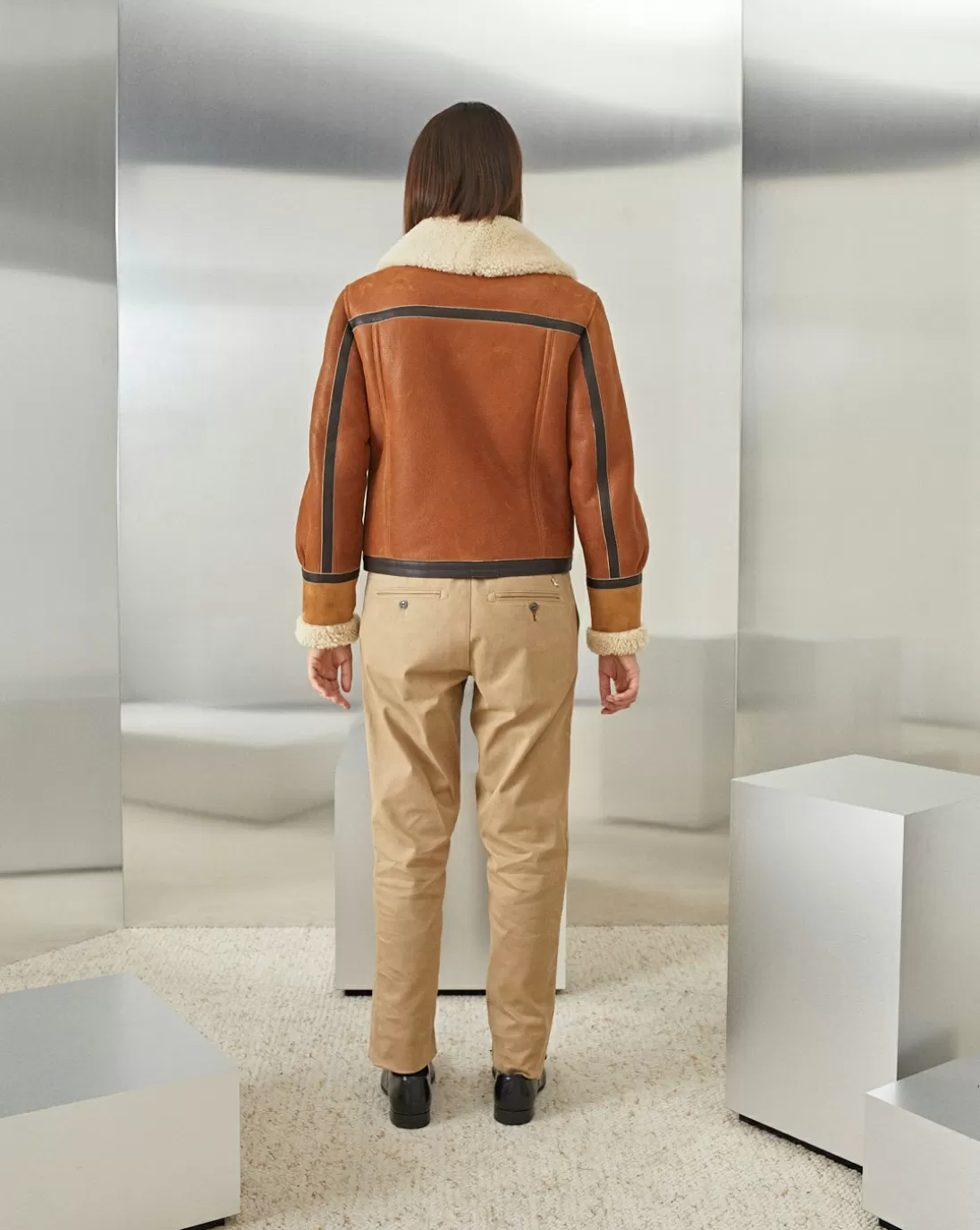 Chevignon Blouson En Cuir Camerashearling W Cacao Blouson En Cuir De Mouton Femme