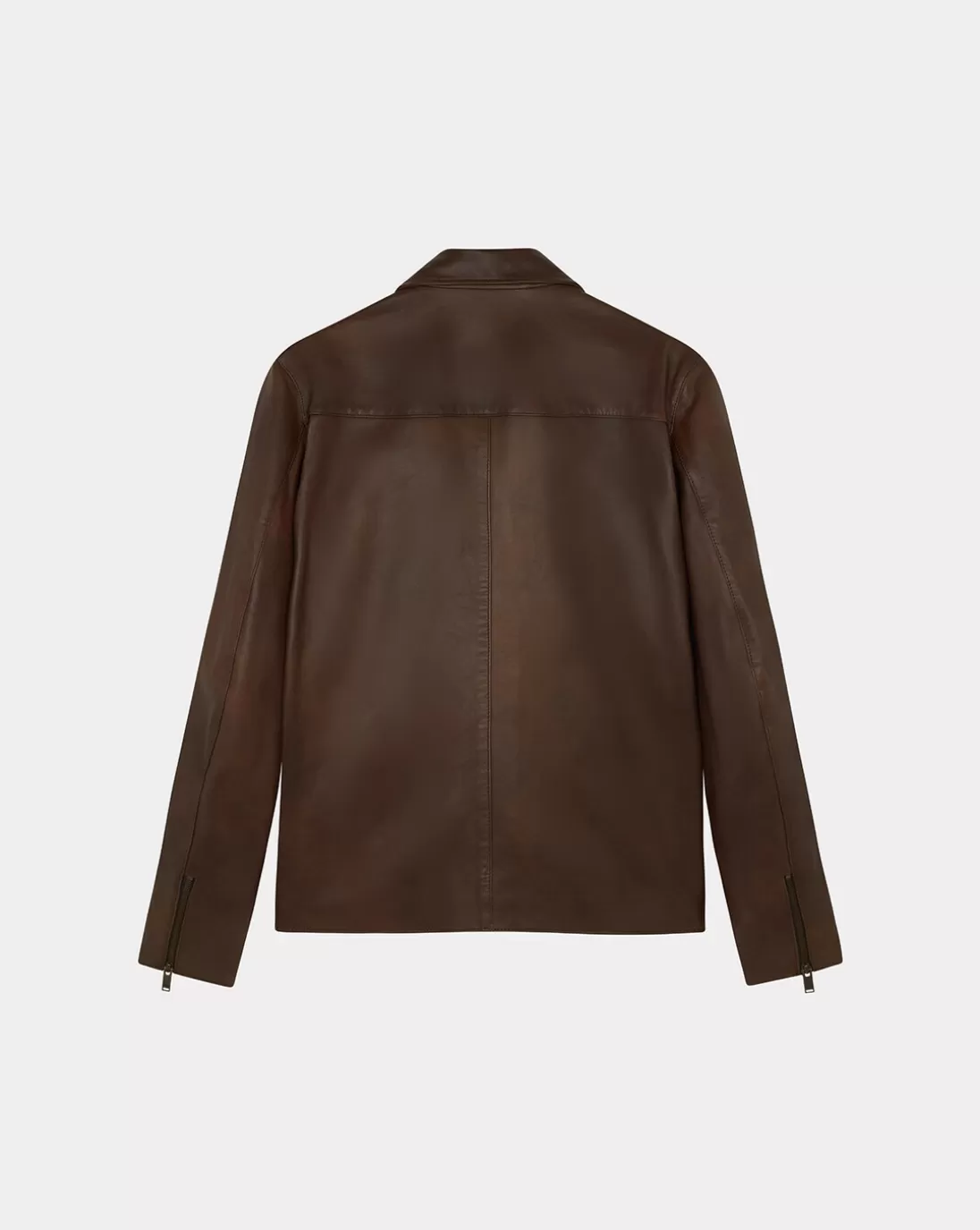 Chevignon Blouson En Cuir Trooper Cacao Blouson En Cuir D'Agneau Col Polo