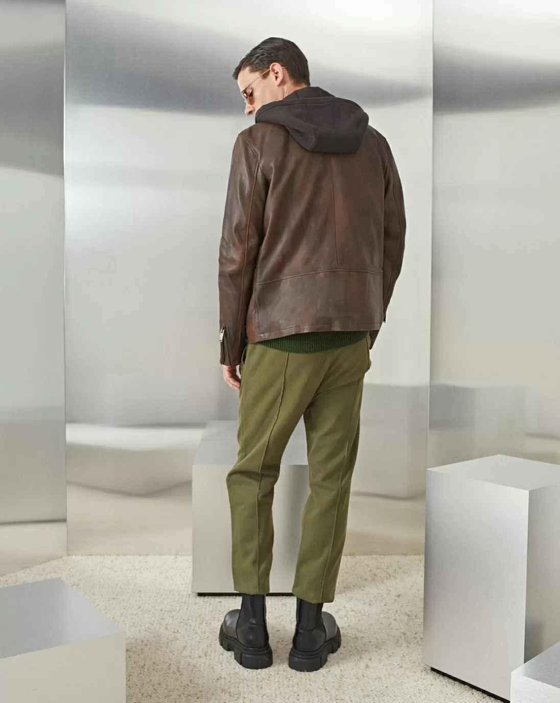Chevignon Blouson En Cuir Wheel Cacao Blouson En Cuir Avec Capuche Amovible