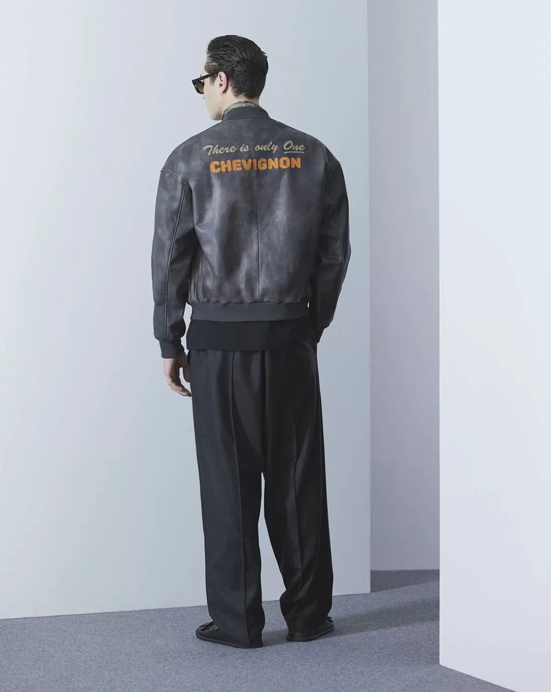 Chevignon Blouson Exclusive Surplus Bleu Blouson Teddy En Cuir De Vachette Brode