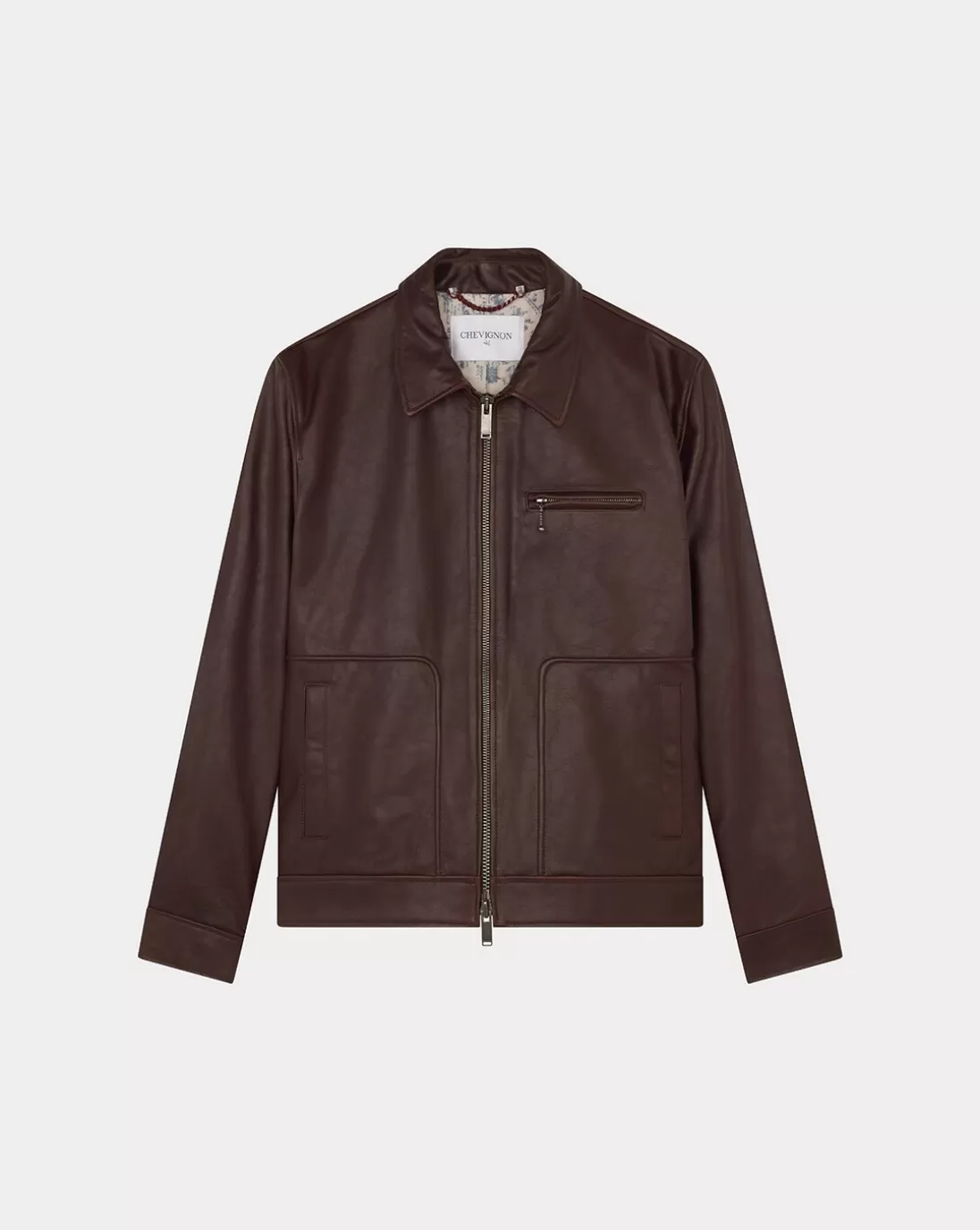 Chevignon Blouson Motor Cacao Blouson En Cuir De Vachette