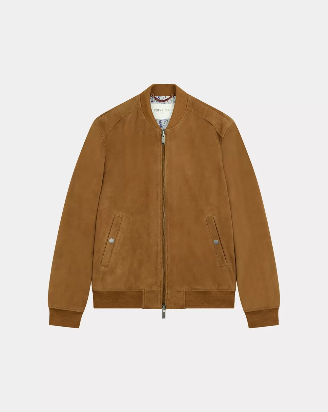 Chevignon Blouson Teddy Suede Cognac Blouson En Cuir De Chevre Velours