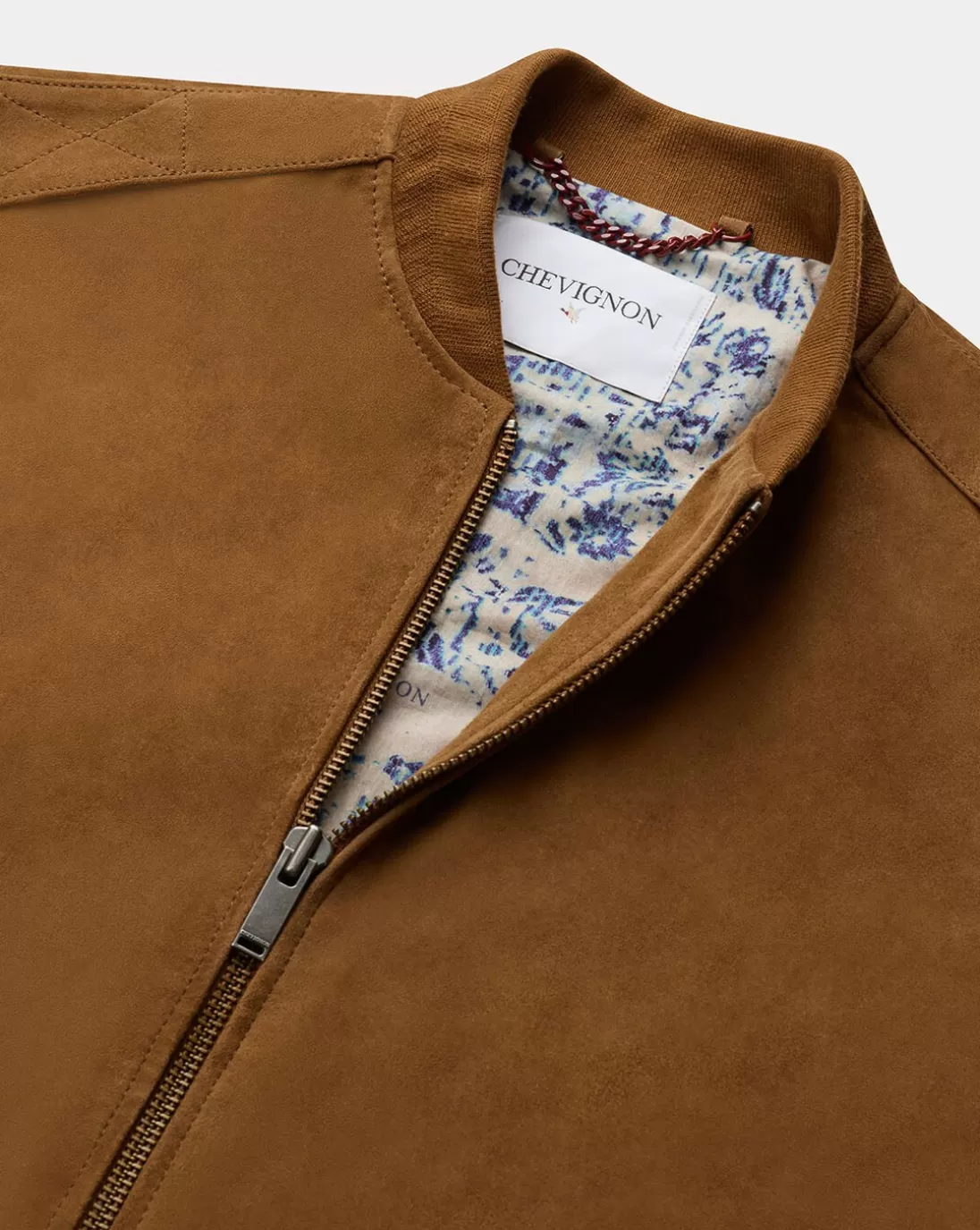 Chevignon Blouson Teddy Suede Cognac Blouson En Cuir De Chevre Velours
