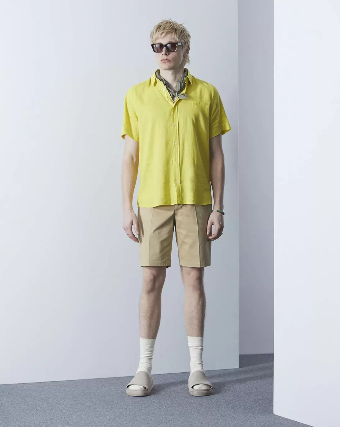 Chevignon Chemise Lin Short Togs Jaune Chemise En Lin Coupe Straight