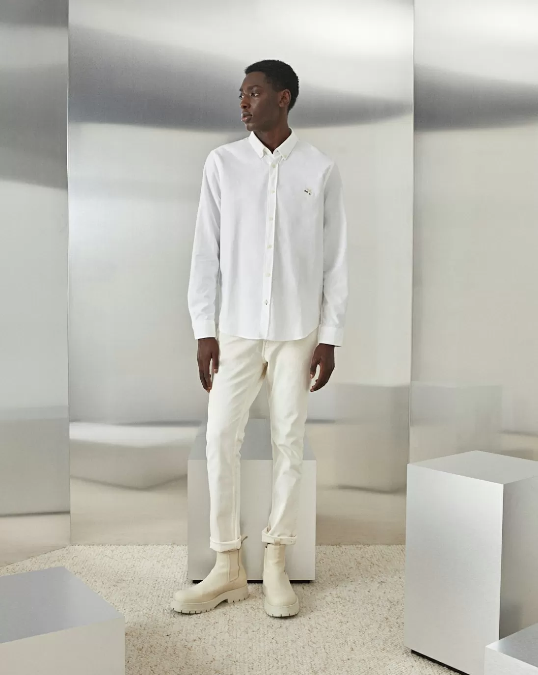 Chevignon Chemise Oxford 2 Togs Winter Blanc Chemise Unie En Coton Biologique