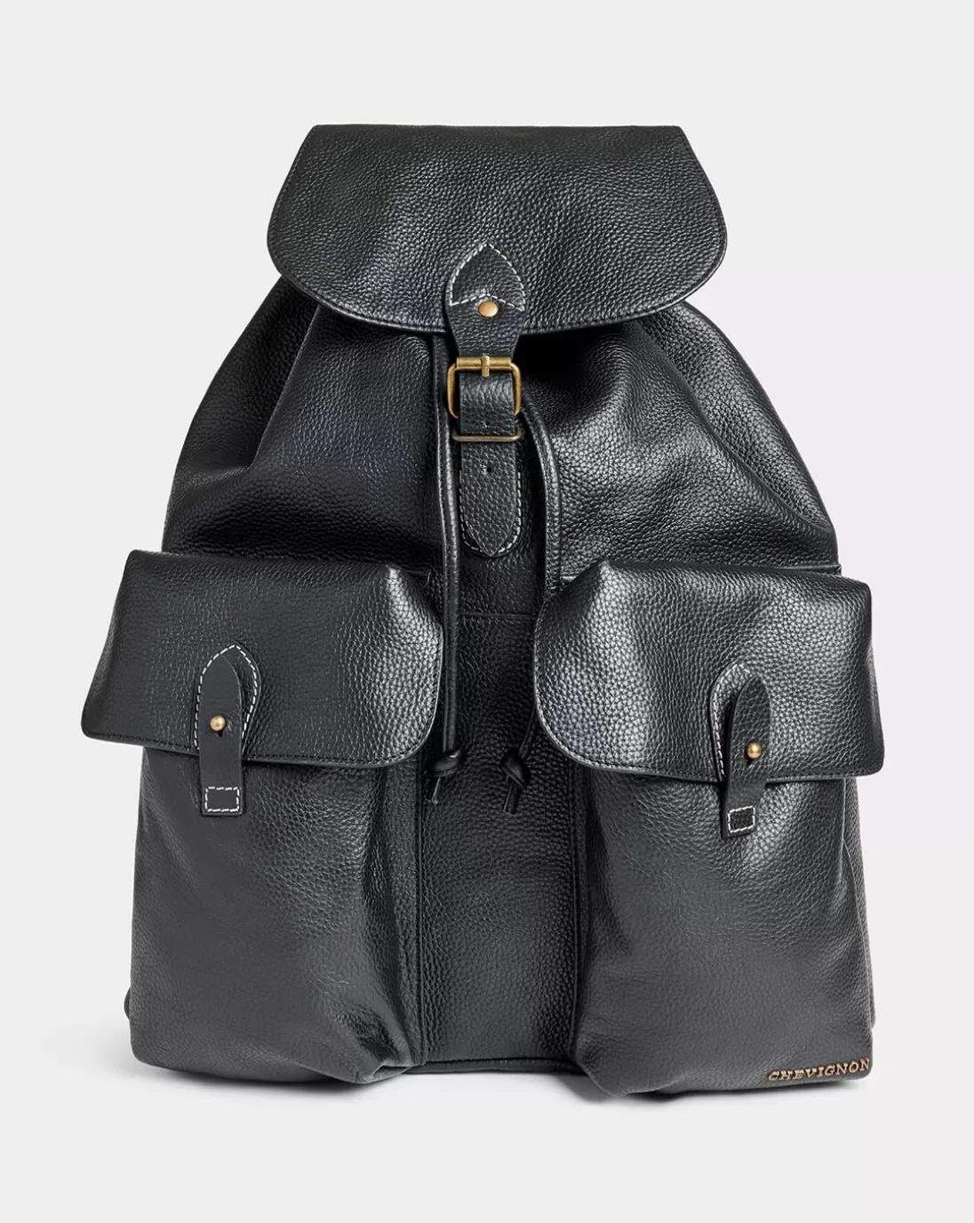 Chevignon Sac Leather Backpack Noir Sac A Dos En Cuir De Chevre