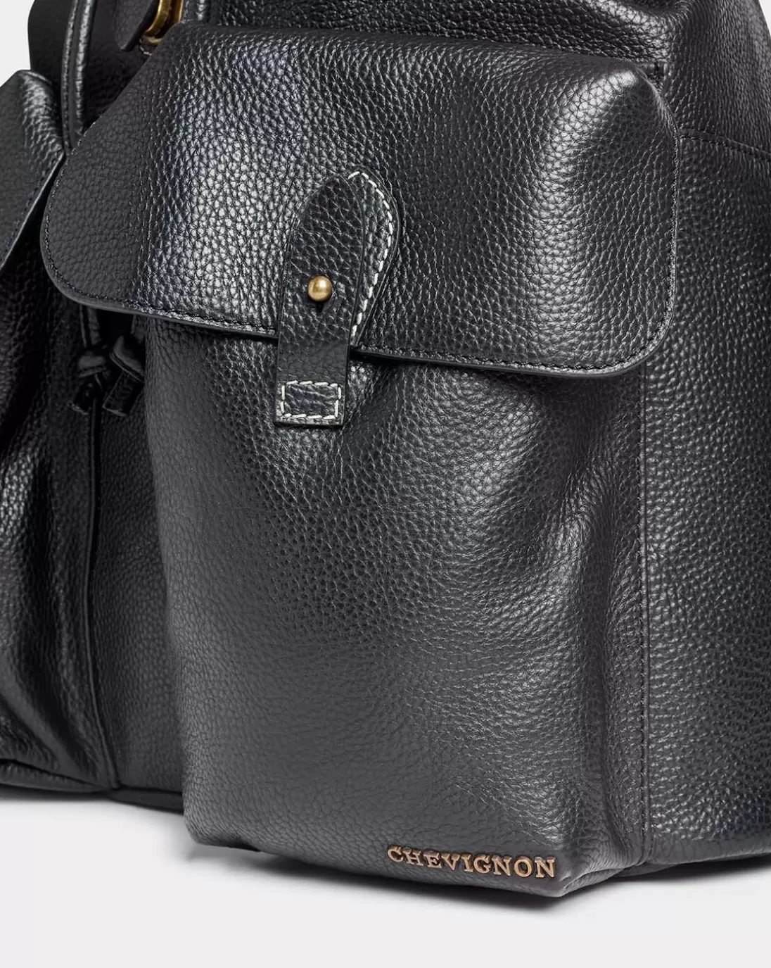Chevignon Sac Leather Backpack Noir Sac A Dos En Cuir De Chevre