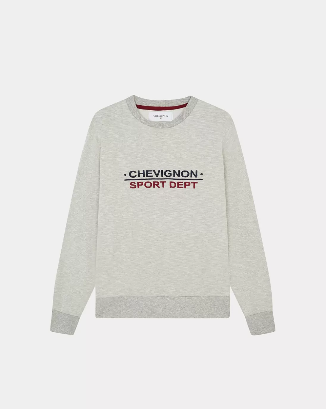 Chevignon Sweathirt Sport Gris Sweat Brode Coupe Droite